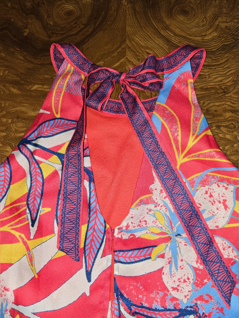 Floral Halter Romper in Coral Pink - Picture 5 of 9